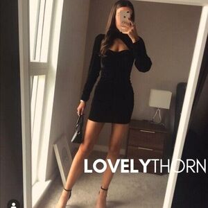 ZARA // ltd ed black velvet high collar key hole cut-out long sleeve mini dress